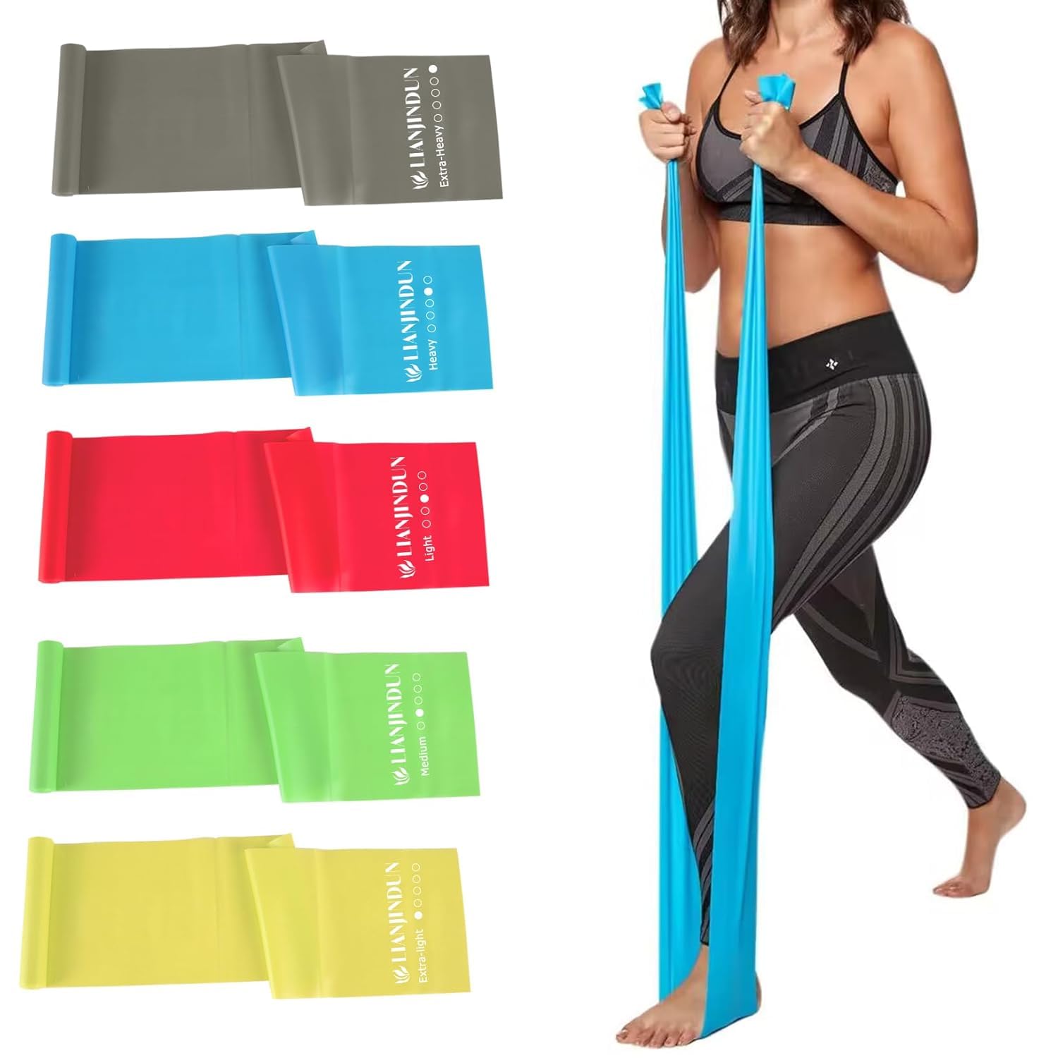 Resistance Band Set with 5 Different Levels for Fitness and Yoga