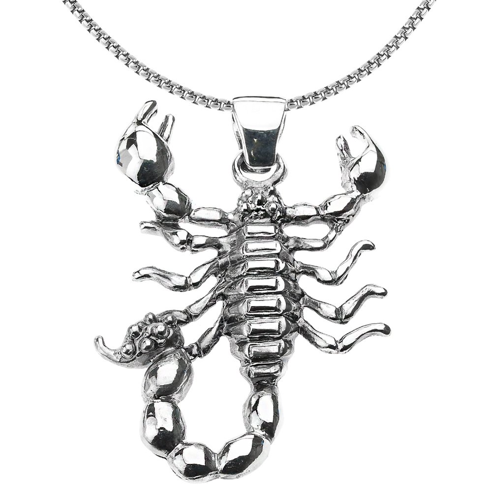 Scorpion Pendant Necklace in Silver Tone