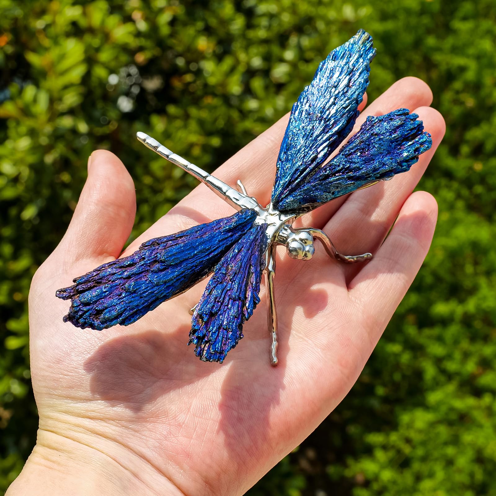 Colorful Blue Crystal Dragonfly Sculpture