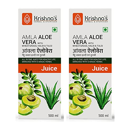 Amla Aloe Vera Juice with Wheatgrass, Haldi & Tulsi - 500ml (Pack of 2) 