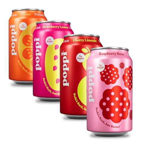 Poppi Sparkling Prebiotic Soda Variety Pack, 4 Flavors 
