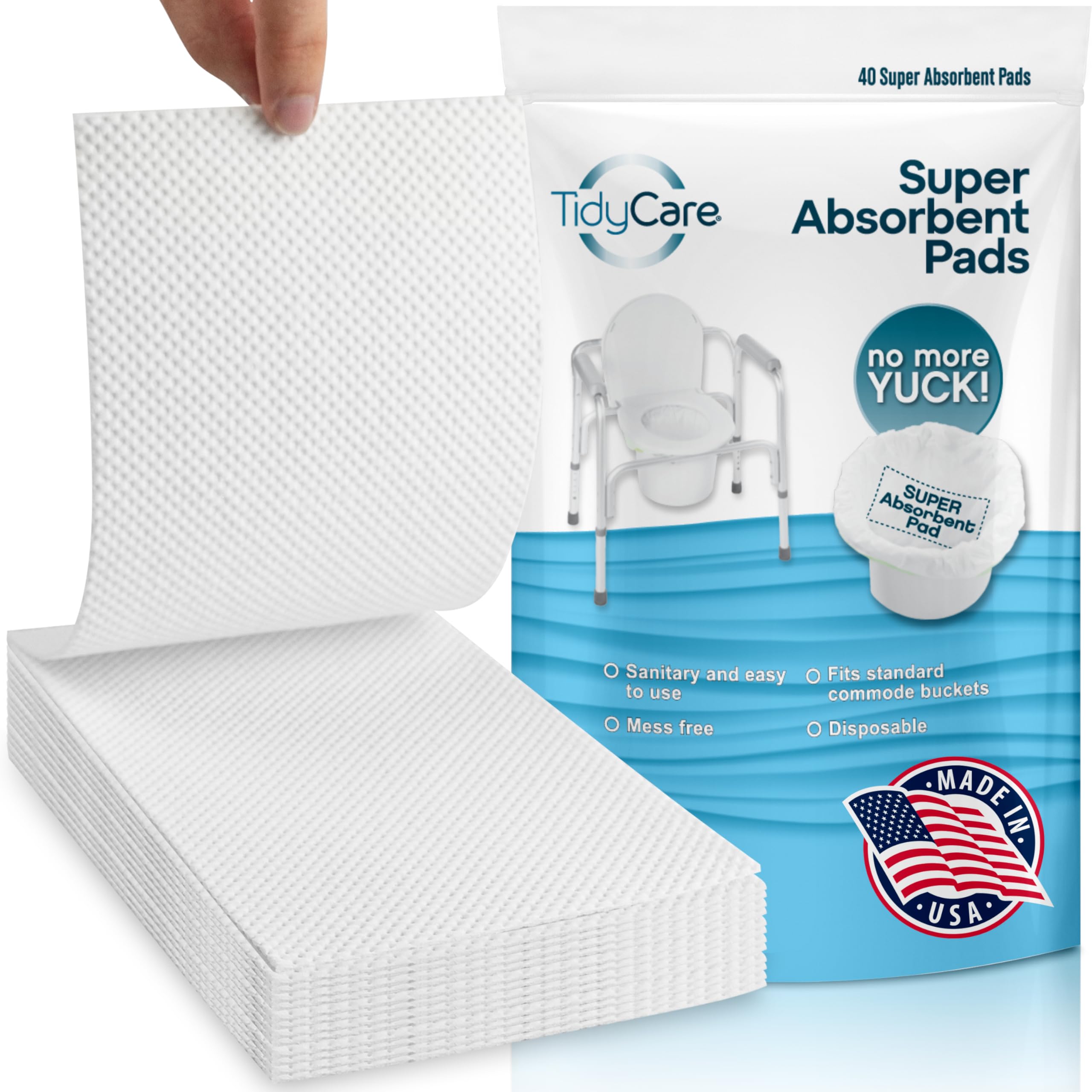 TidyCare Super Absorbent Commode Pads - 40 Pack