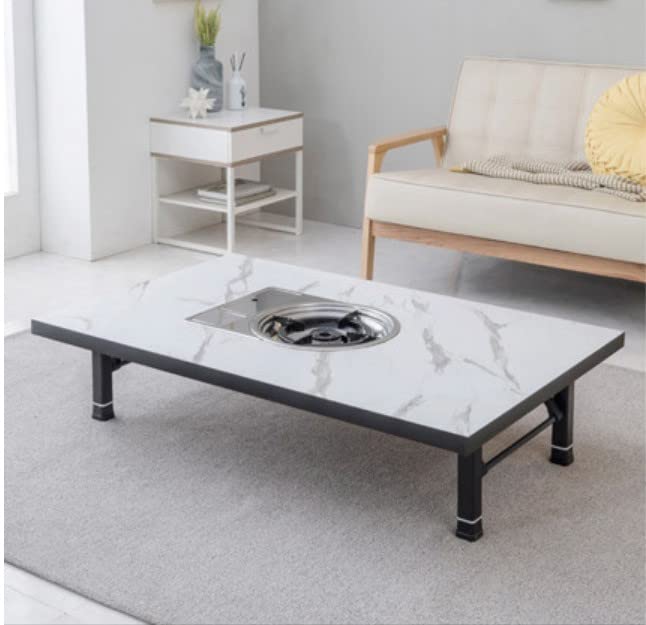 Marble Coffee Table with Built-In Grill