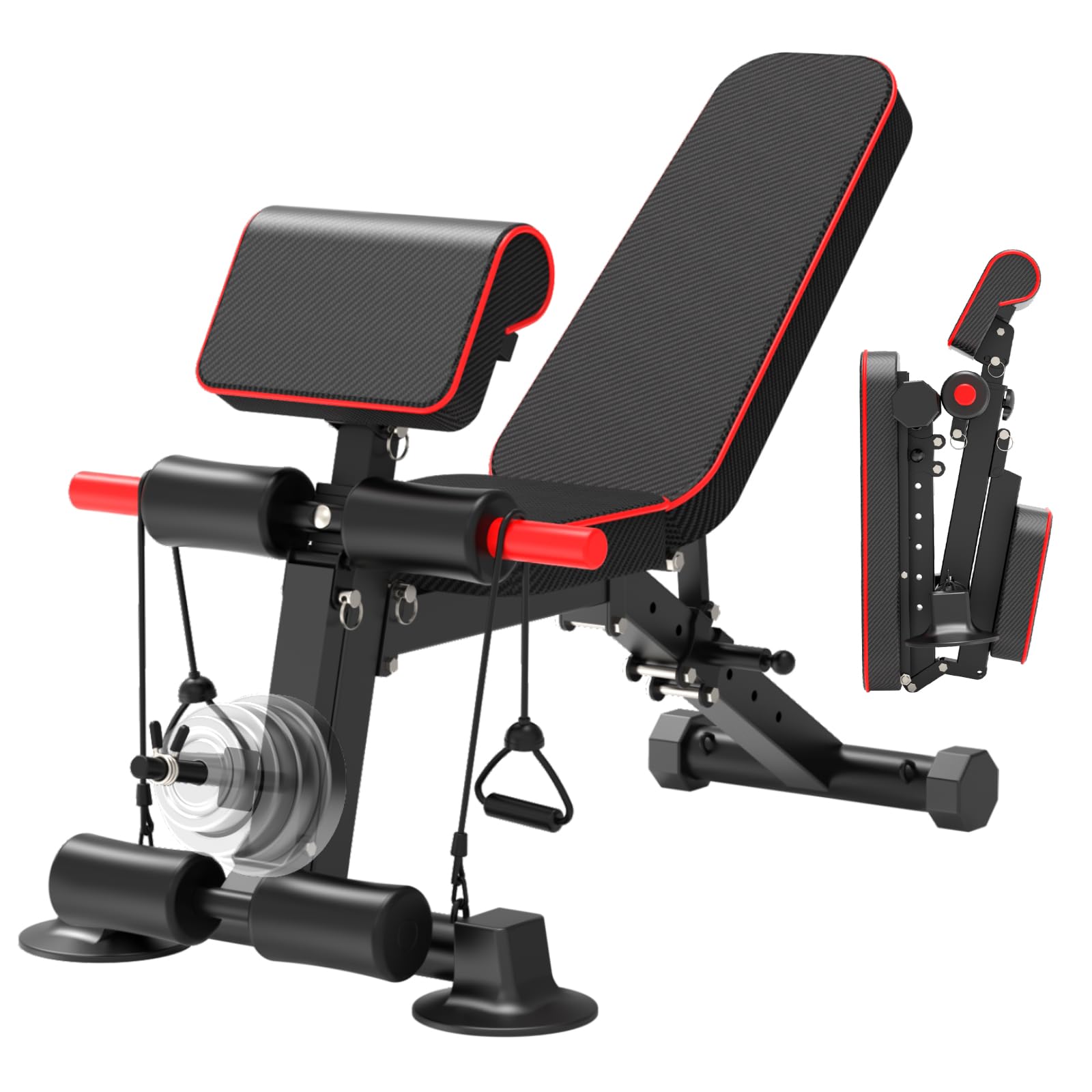 Adjustable Weight Bench with Resistance Bands and Leg Extension