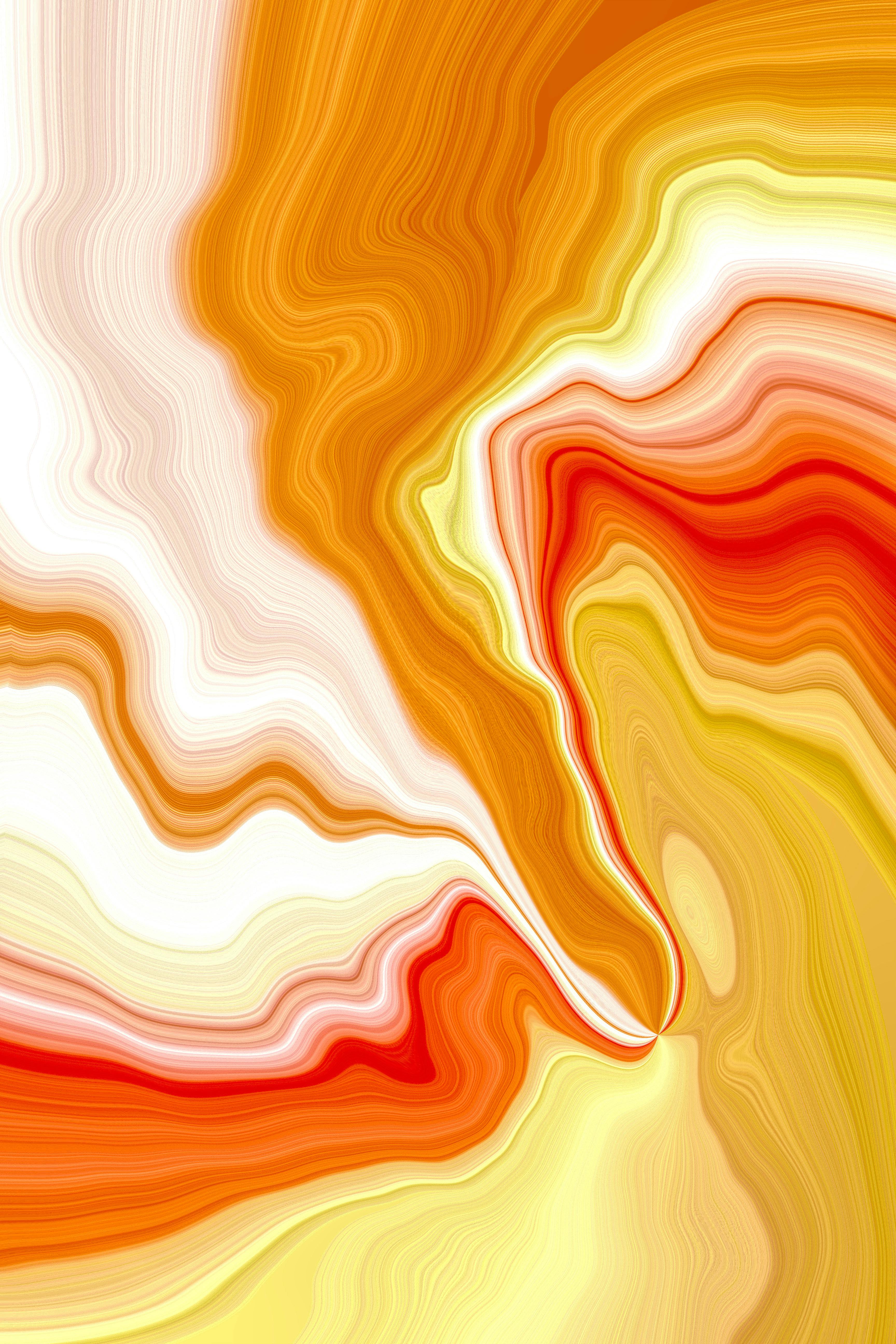Dynamic abstract art with vibrant orange and yellow swirls, capturing a sense of fluid movement.